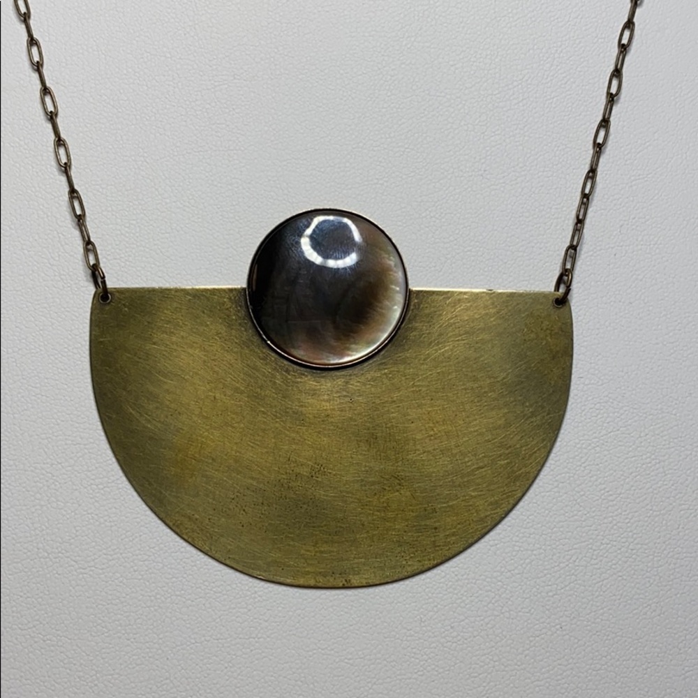Amadeo Studio Brass And Shell Statement Necklace - image 3